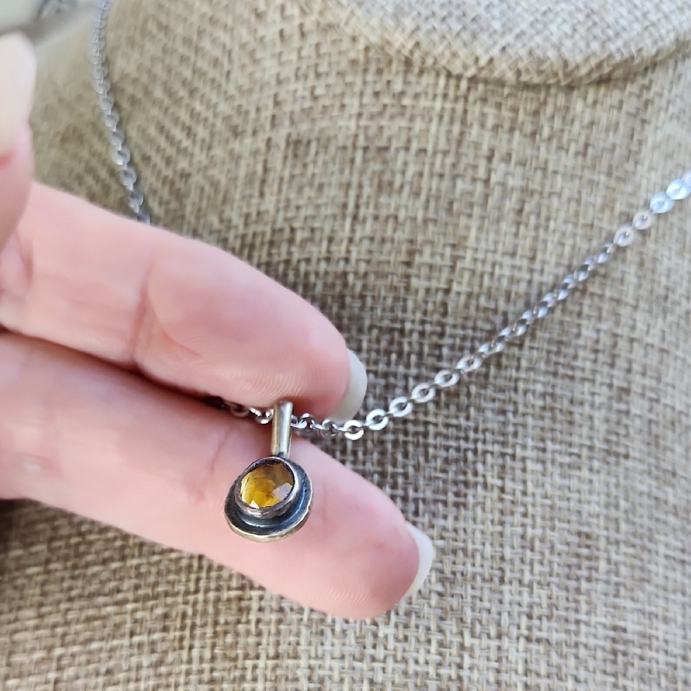 Artisan-made sterling Silver Pendant With Citrine Gemstone. One Of A Kind, Art - Picture 9 of 10
